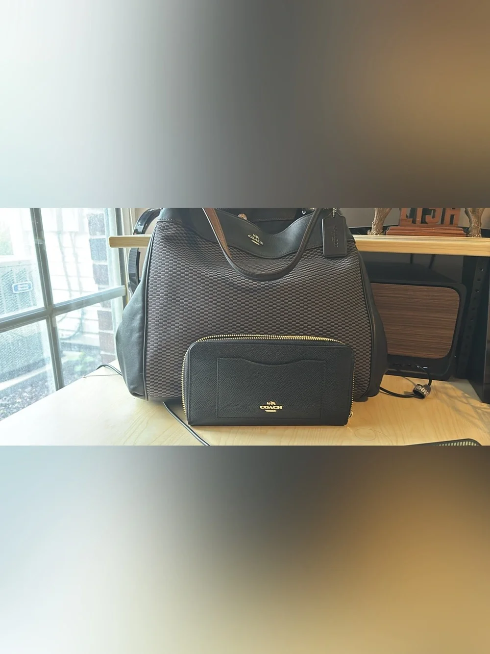 Coach Black Hobo bag with Black Zip Wallet